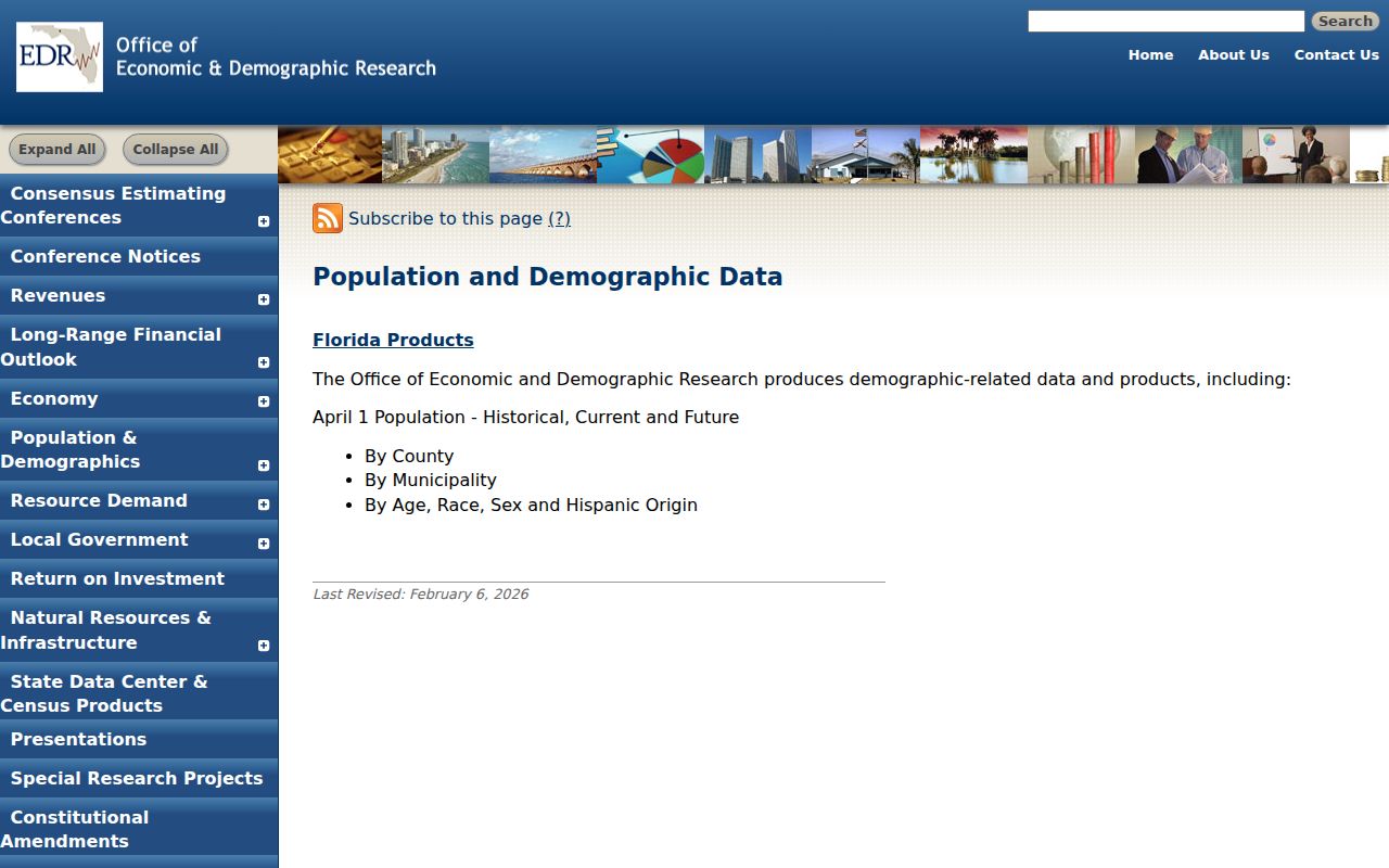 Florida official population estimates page used for Chipley municipal data