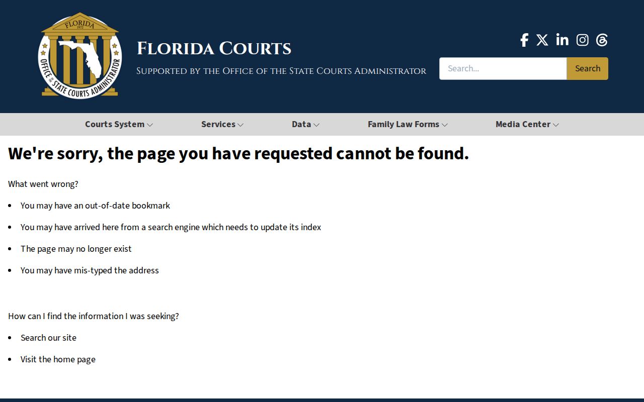 Florida Fourteenth Judicial Circuit court directory