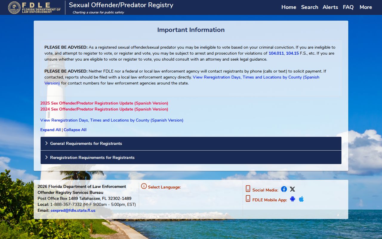 Washington County sex offender registration requirements and warnings